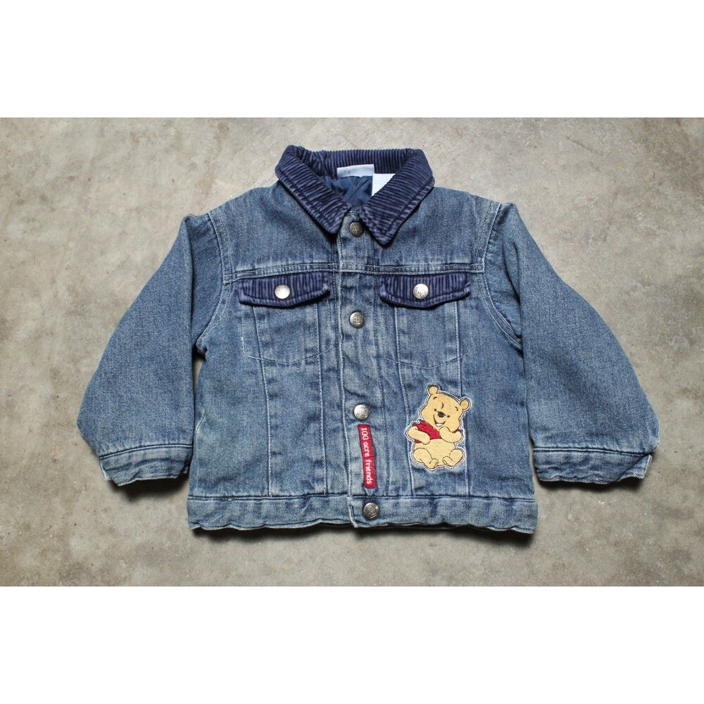 Vintage Disney 100 Acre Friends Quilt-Lined Embroidered Toddler Jean Jacket - 2T